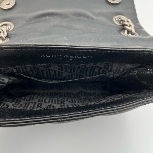 Kurt Geiger London Blk Leather Kensington Crossbody Chain Bag Small Rhinestone - Picture 8 of 13